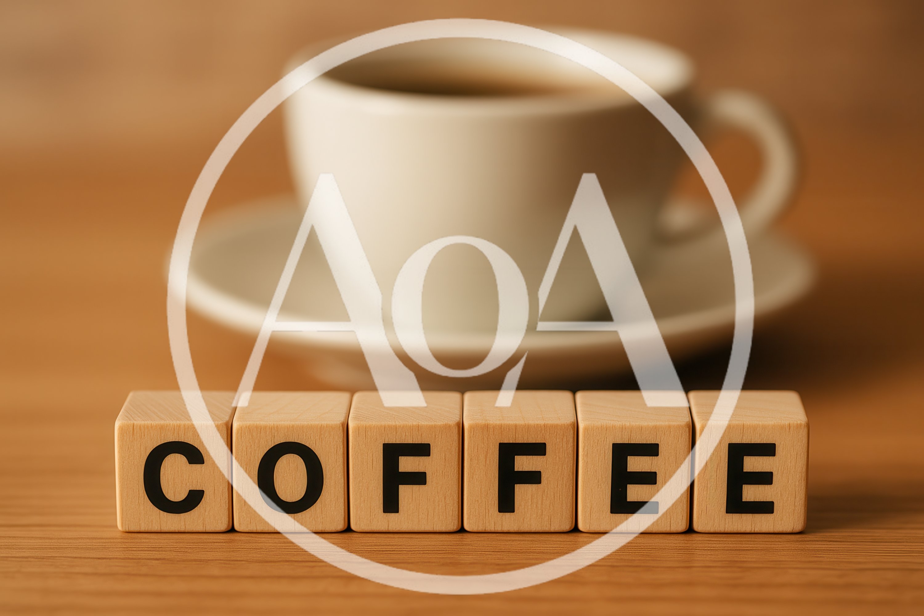 Wooden Blocks Spelling Coffee With A Cup In Background