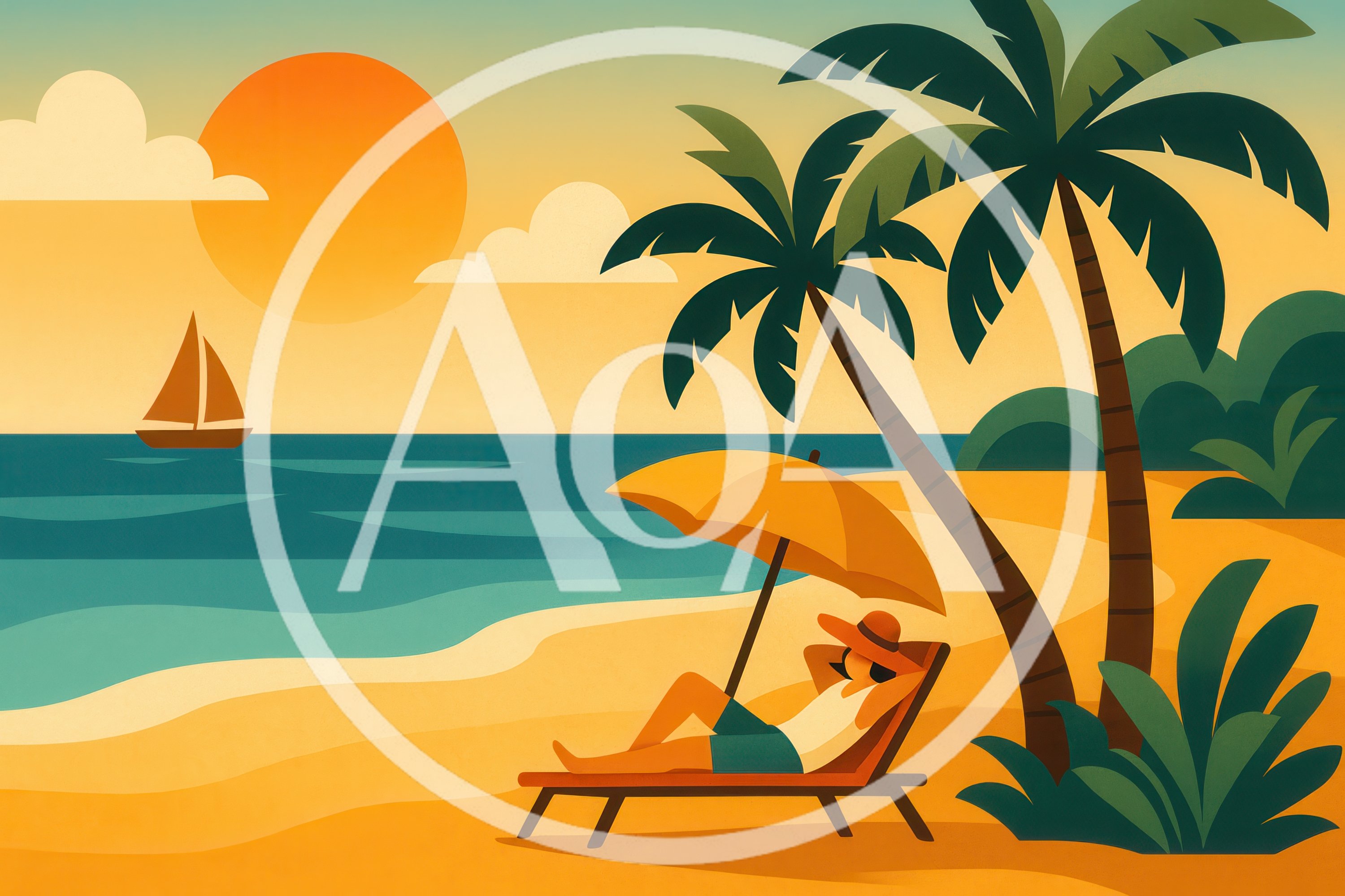 Person Relaxing On A Beach Chair Under An Umbrella
