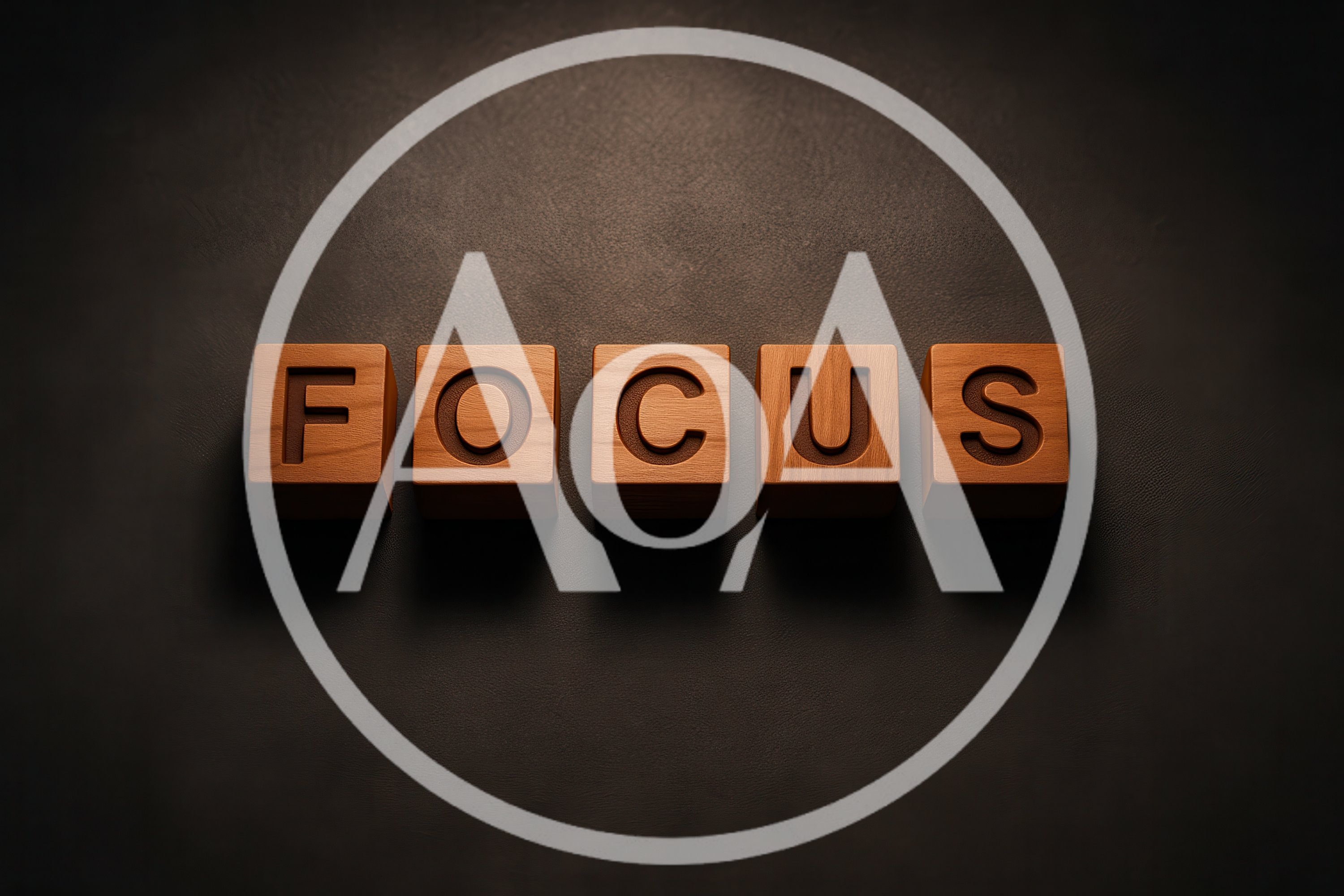 Wooden Blocks Spelling Focus on Dark Background