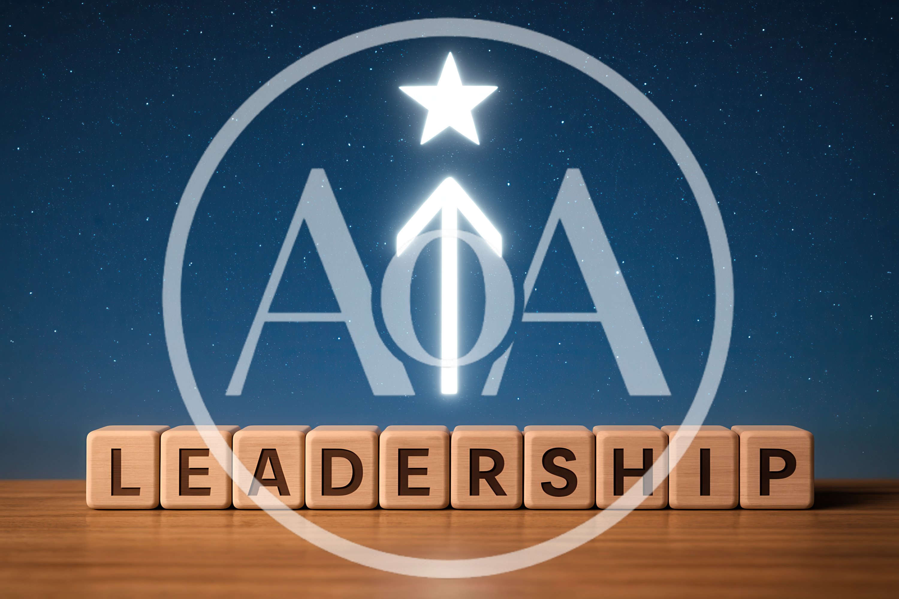 Wooden Blocks Spelling Leadership With Glowing Star And Arrow