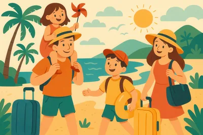 Happy Family On Summer Beach Vacation