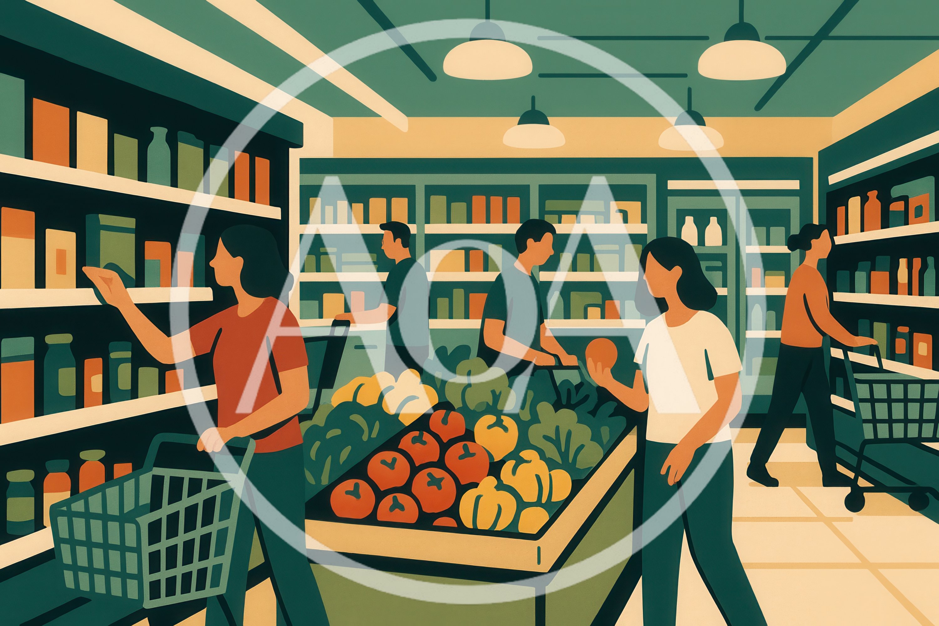People Shopping for Groceries in a Supermarket