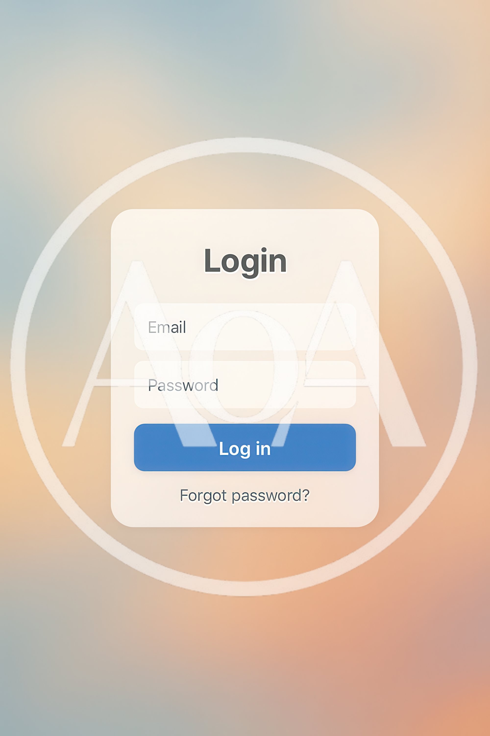 Minimalist Login Screen Interface On Blurred Background