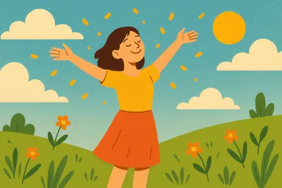 Happy Young Woman Enjoying Sunny Day Outdoors
