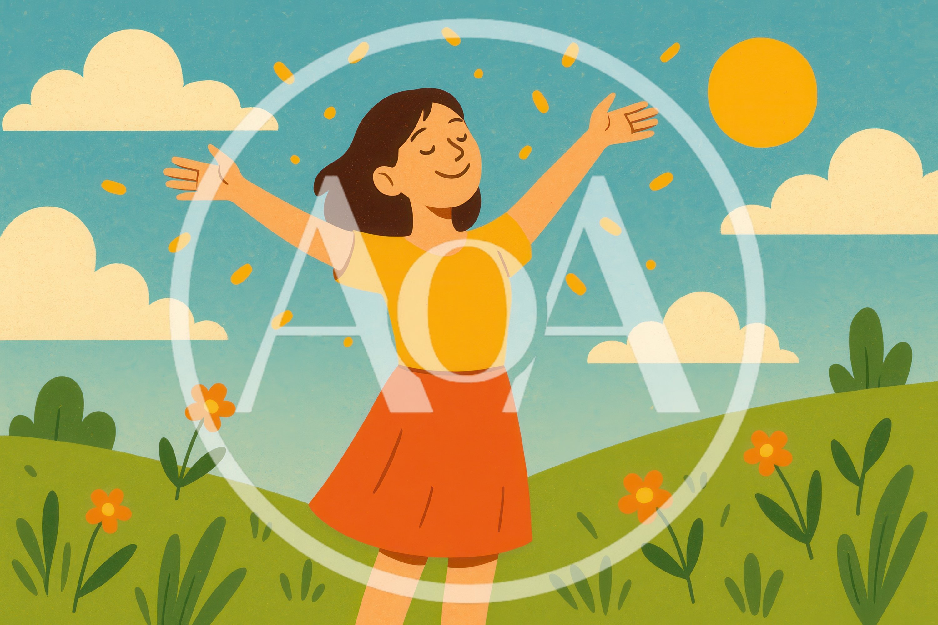 Happy Young Woman Enjoying Sunny Day Outdoors