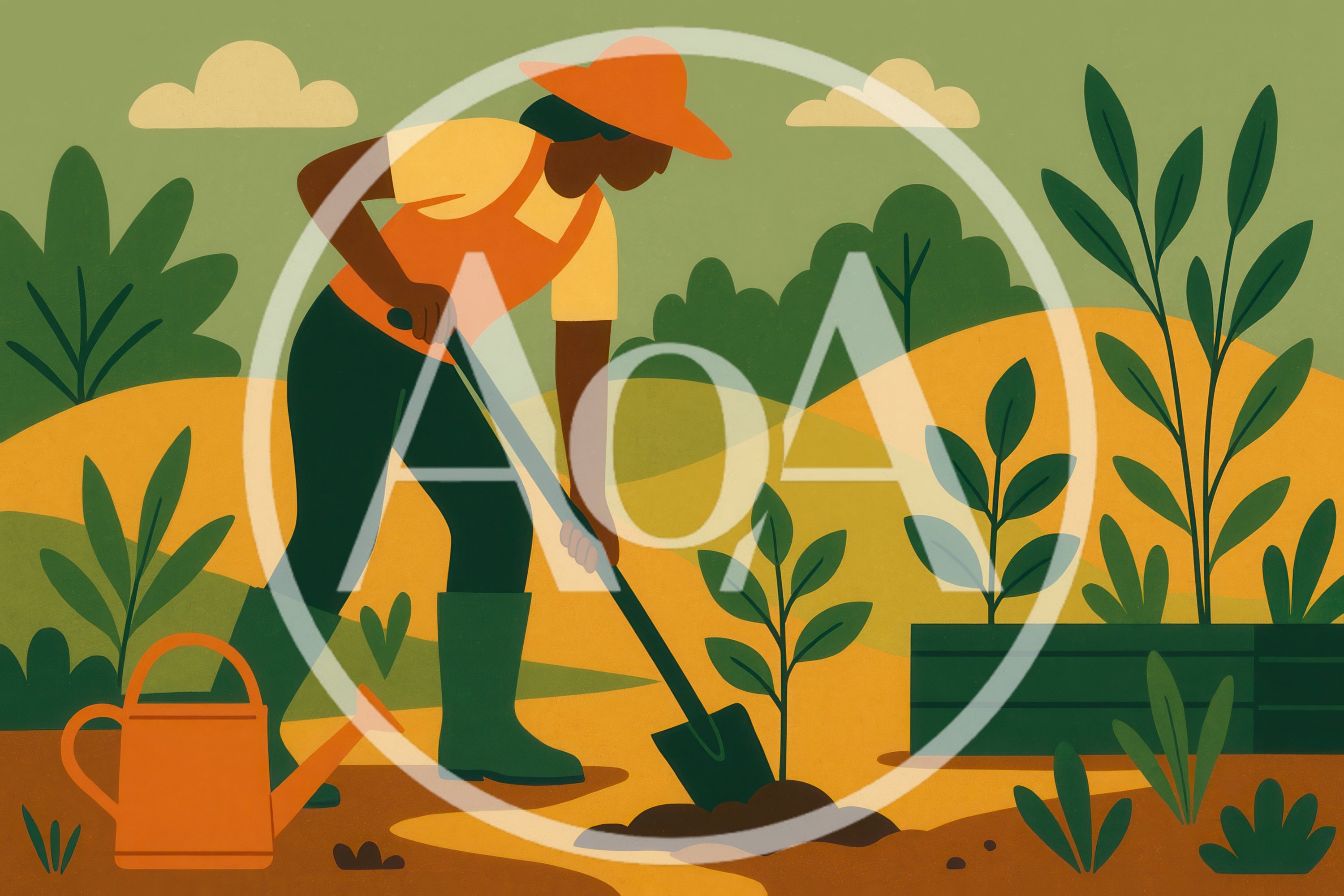 Gardener Planting A Young Sapling In A Garden