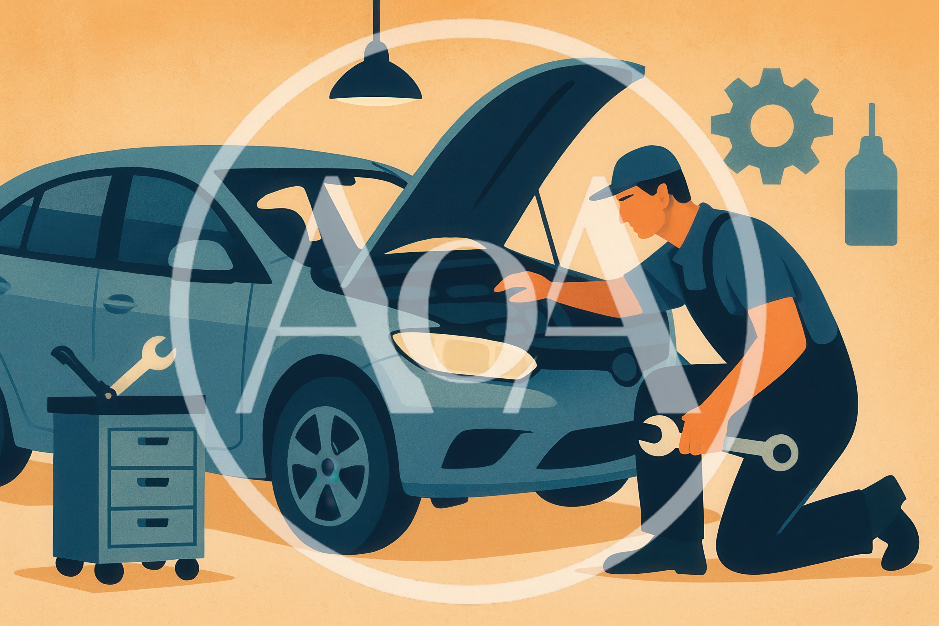 Mechanic Repairing A Car Engine In A Workshop