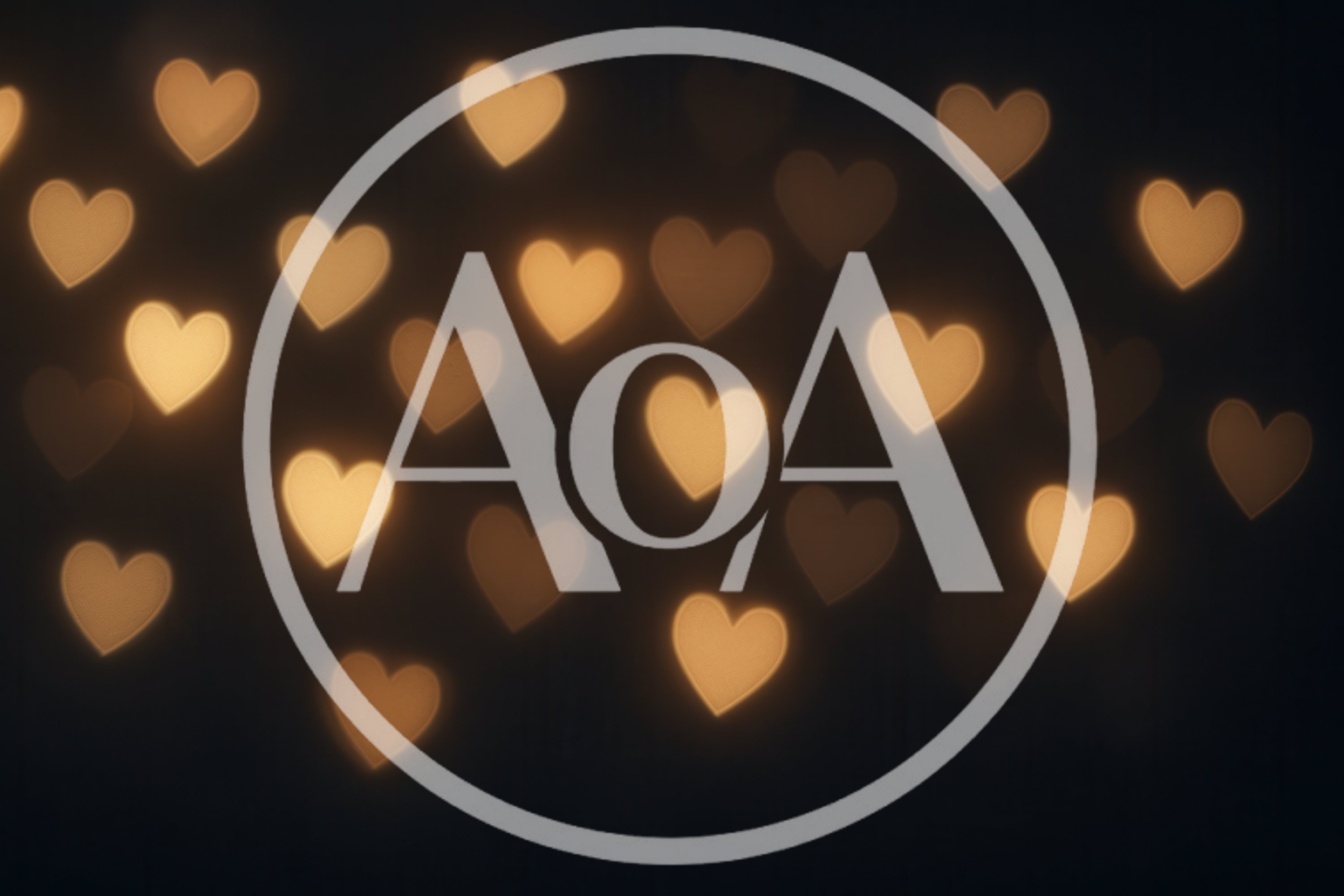 Golden Heart Shaped Bokeh Lights On Dark Background
