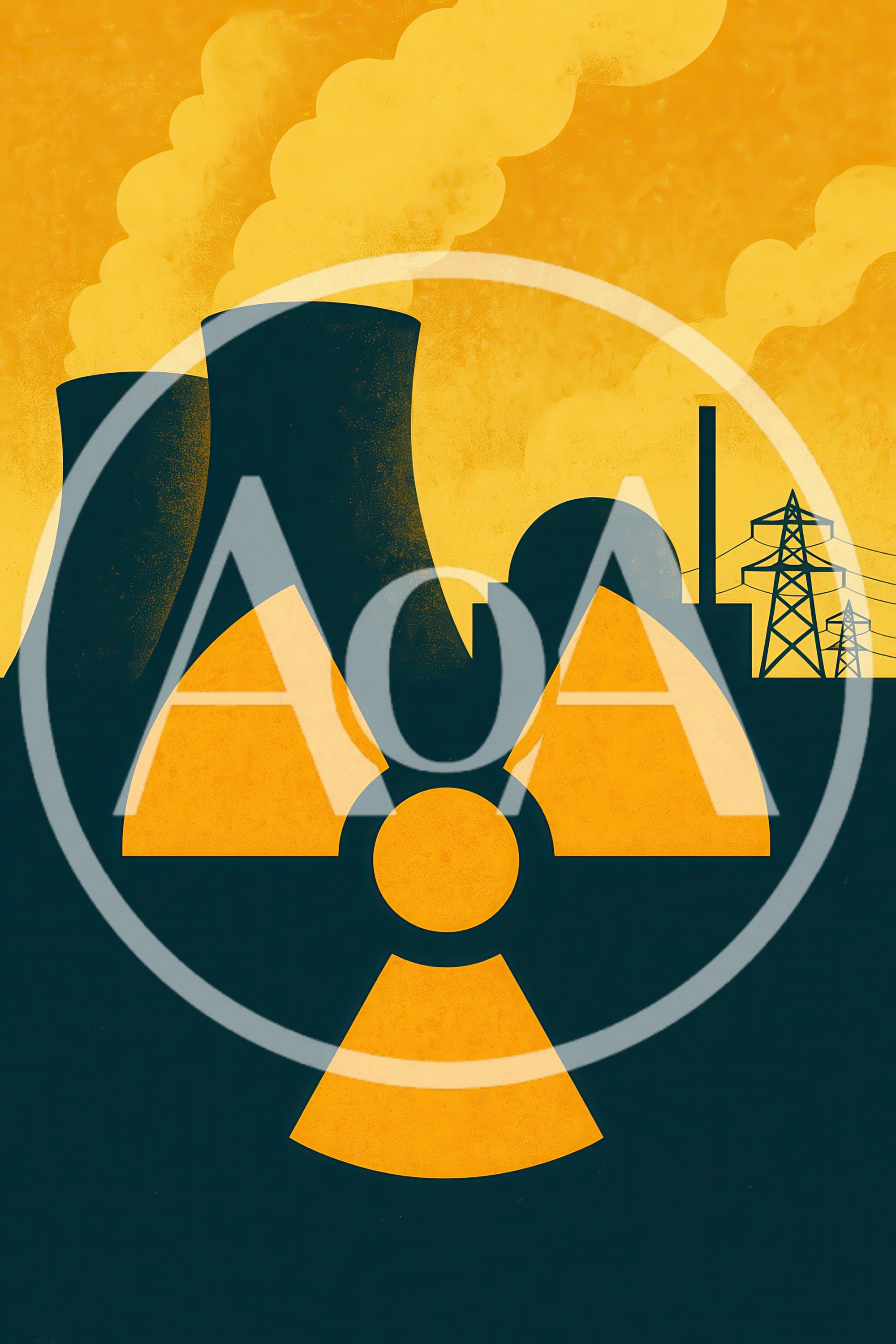 Nuclear Power Plant Silhouette With Radiation Symbol