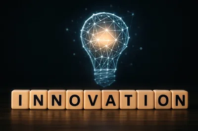 Innovation Concept With Glowing Digital Light Bulb