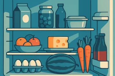 Minimalist Illustration Of A Refrigerator Interior