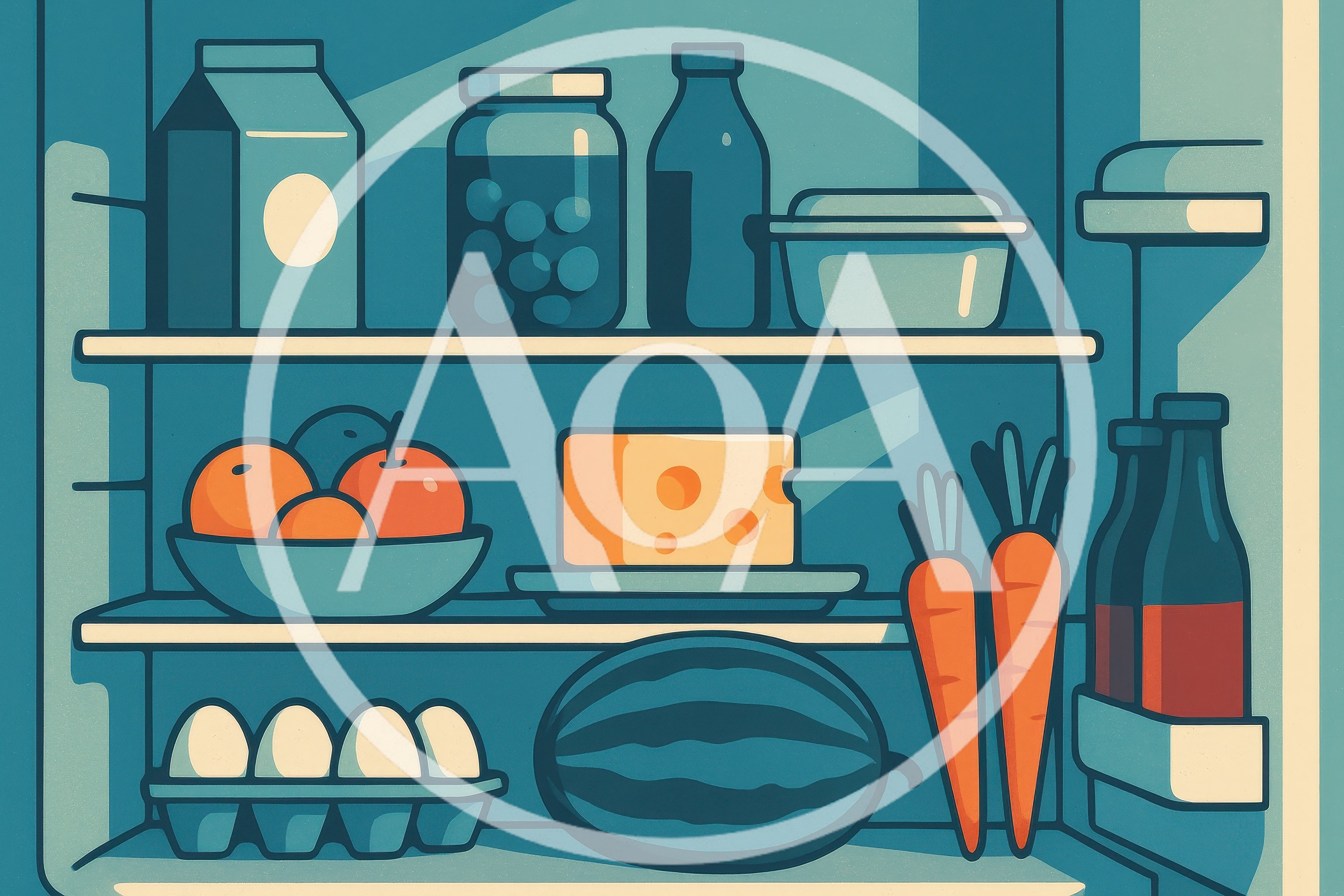 Minimalist Illustration Of A Refrigerator Interior