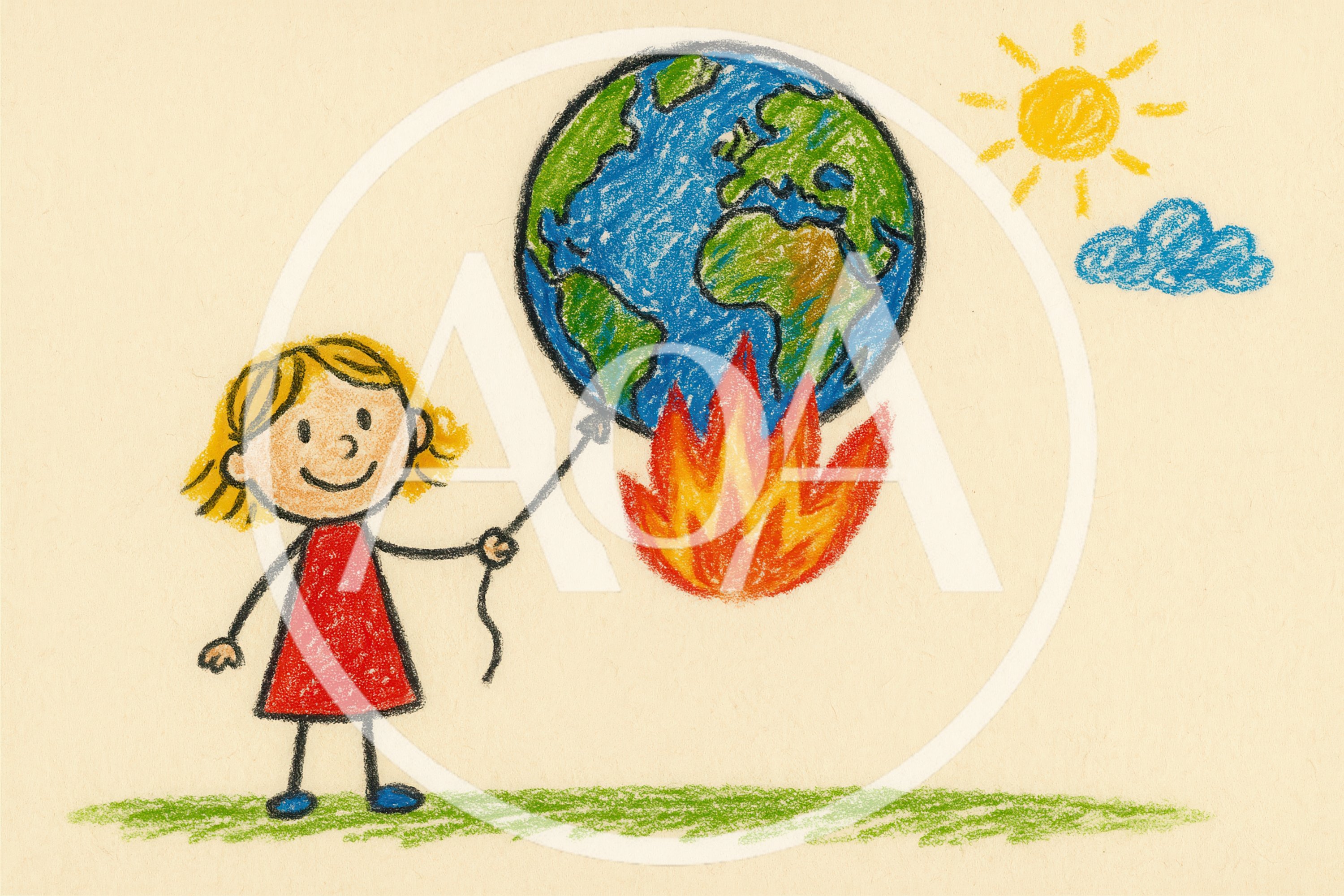 Child Drawing Of A Burning Earth Globe