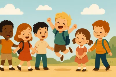 Group Of Diverse Children Playing Together Outdoors