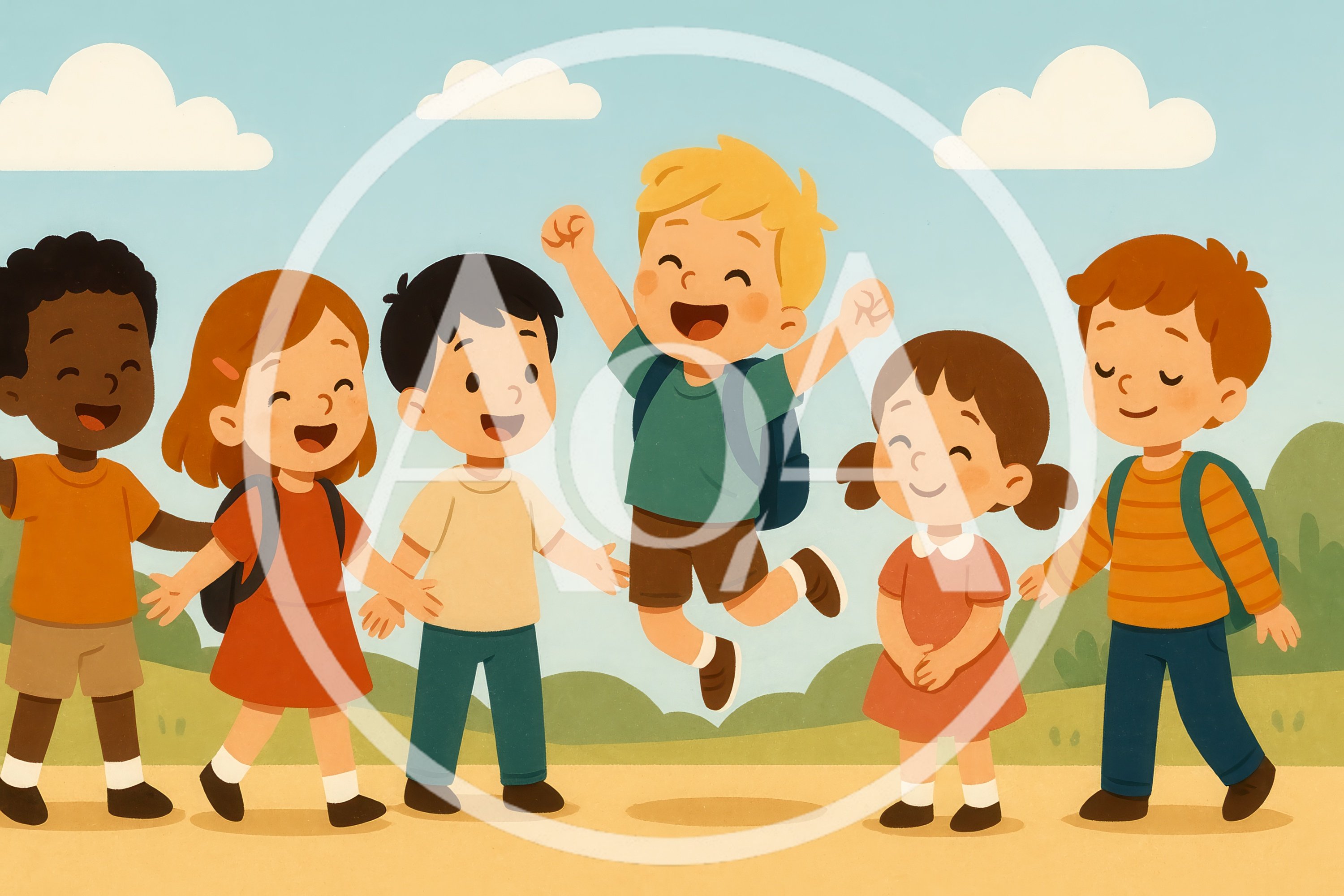 Group Of Diverse Children Playing Together Outdoors
