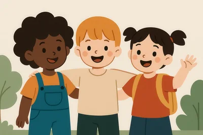 Diverse Group of Happy Children Friends Standing Together