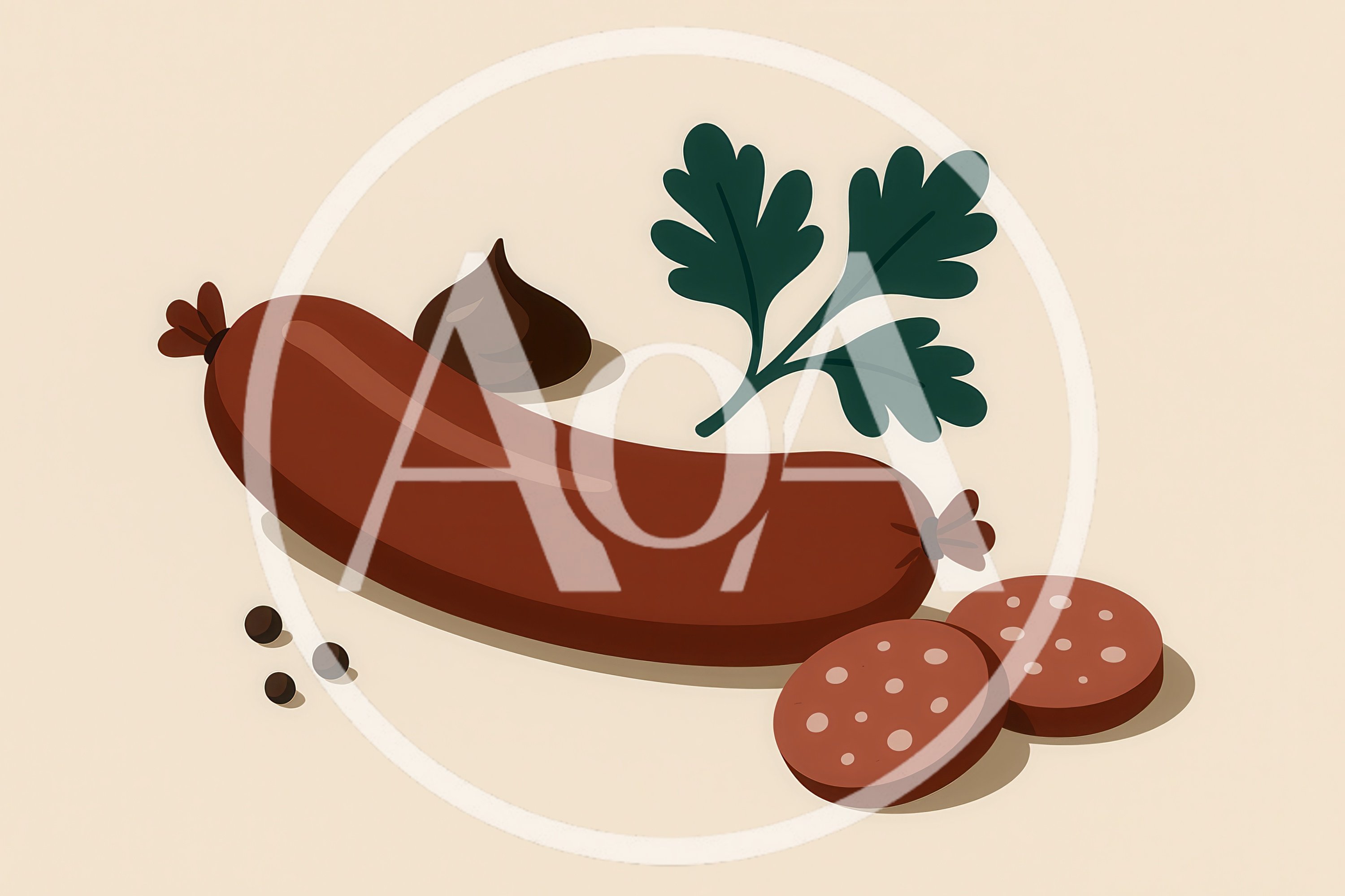 Illustration Of A Sausage With Mustard And Parsley