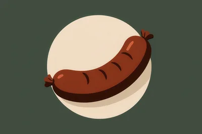Single Grilled Sausage On A Round Plate