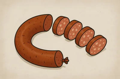 Illustration of Sliced Sausage on Textured Background