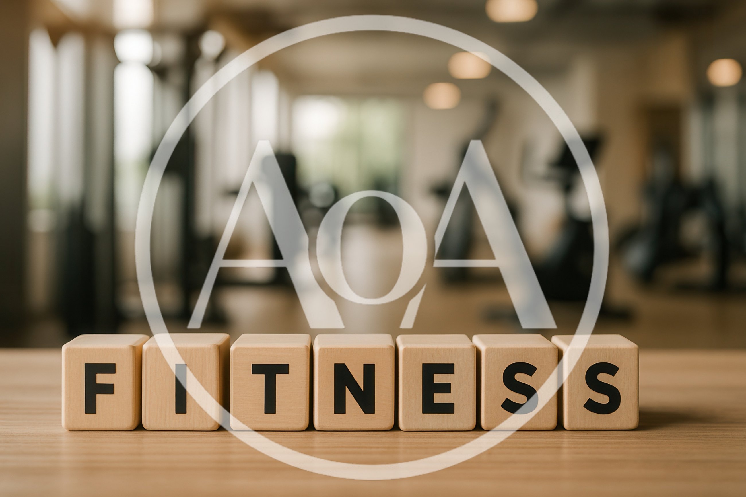 Wooden Blocks Spelling Fitness on Gym Table