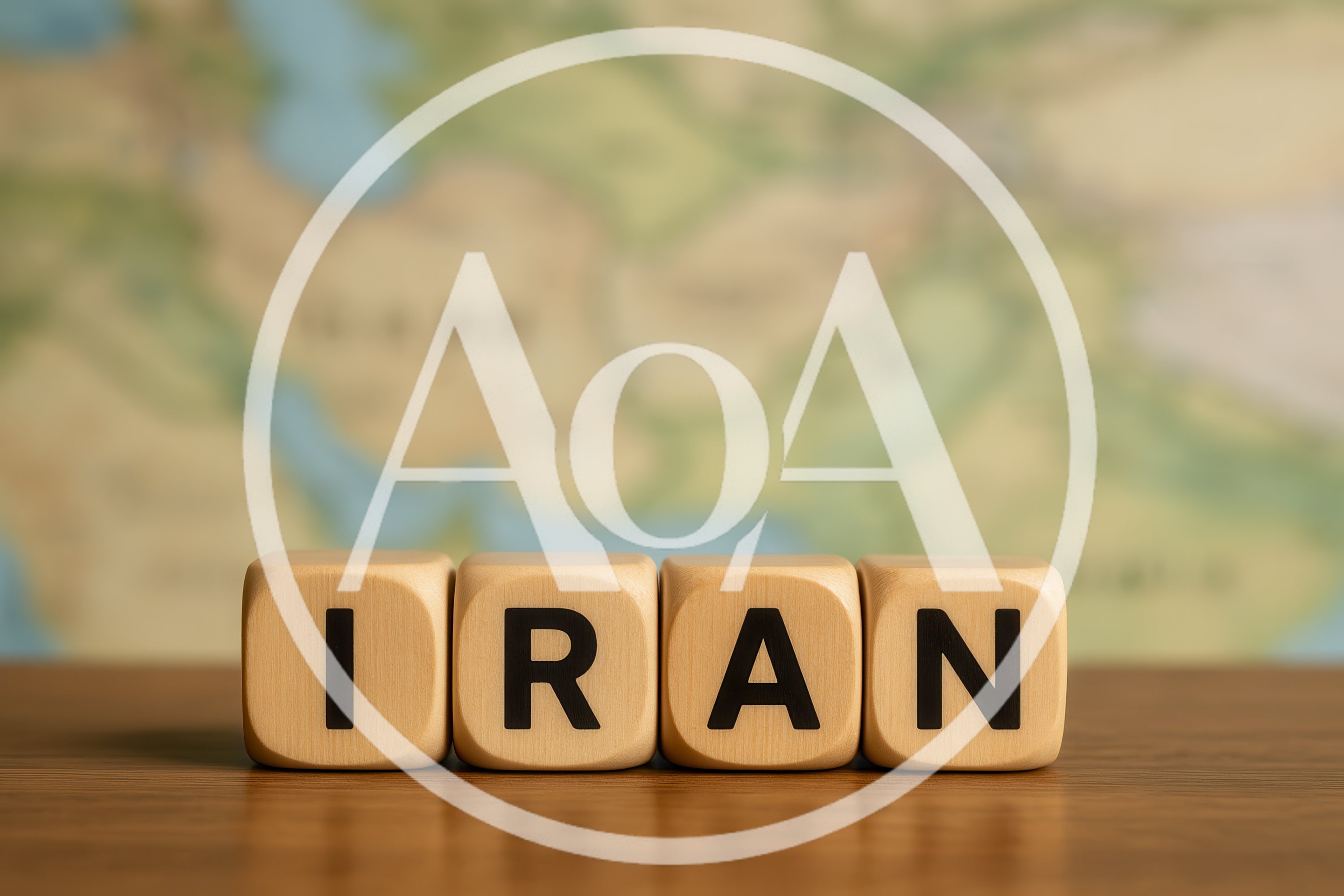 Wooden Blocks Spelling Iran On A Wooden Table