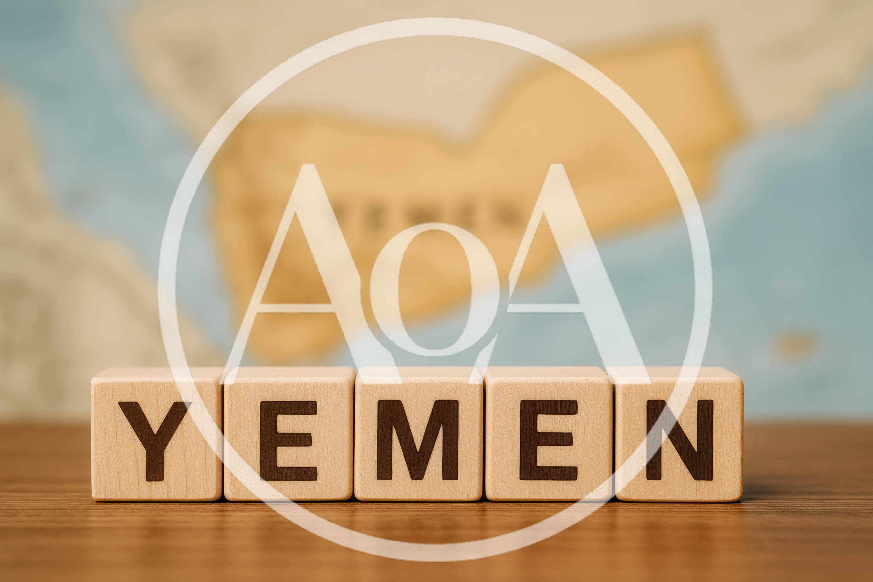 Wooden Blocks Spelling Yemen On A Wooden Surface