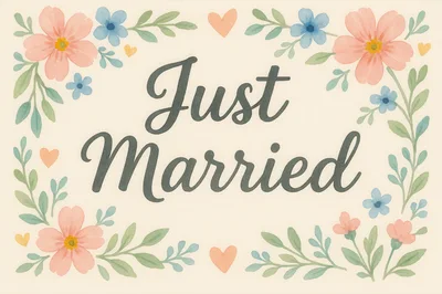 Just Married Watercolor Floral Wedding Sign