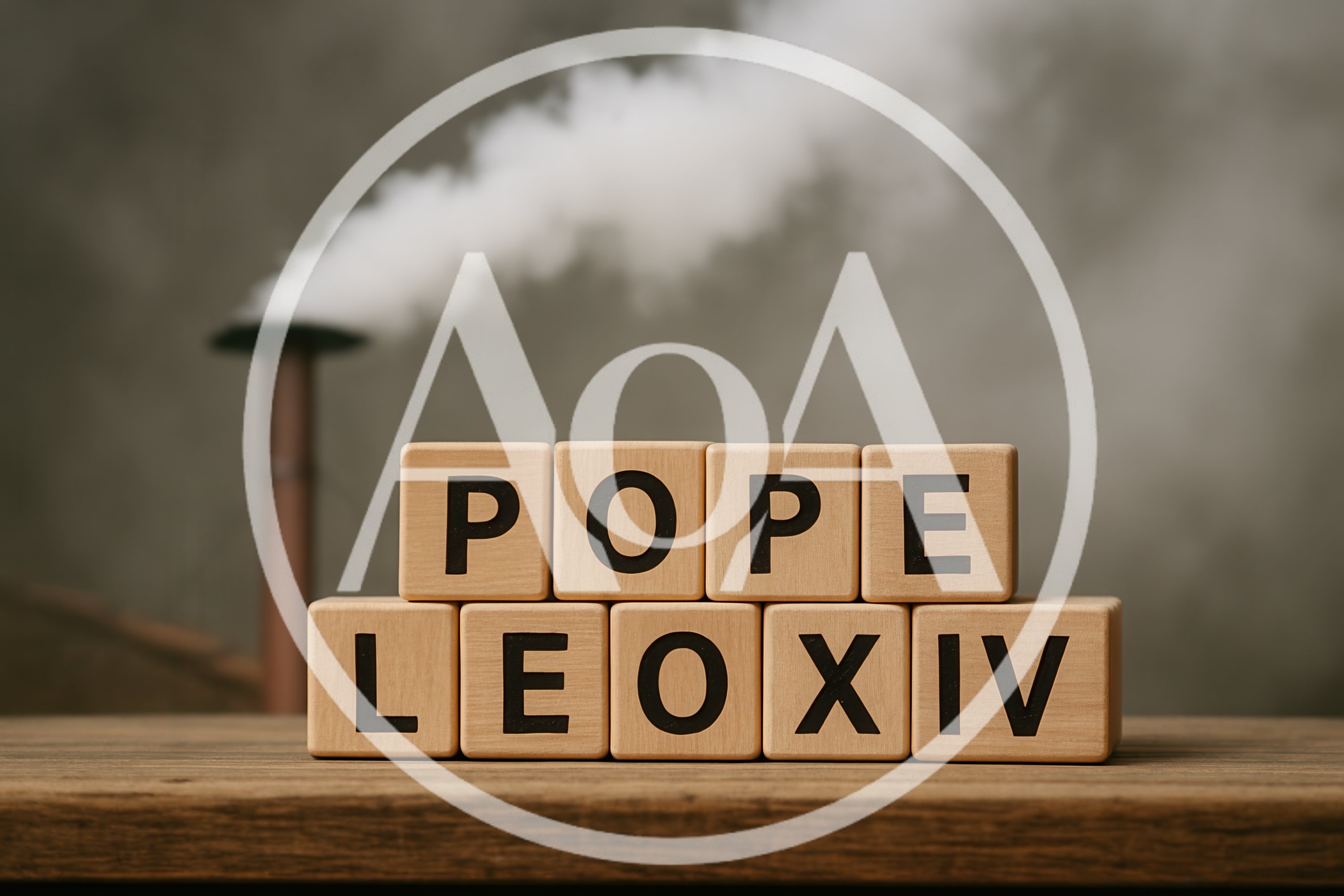 Wooden Blocks Spelling Pope Leo XIV On A Table