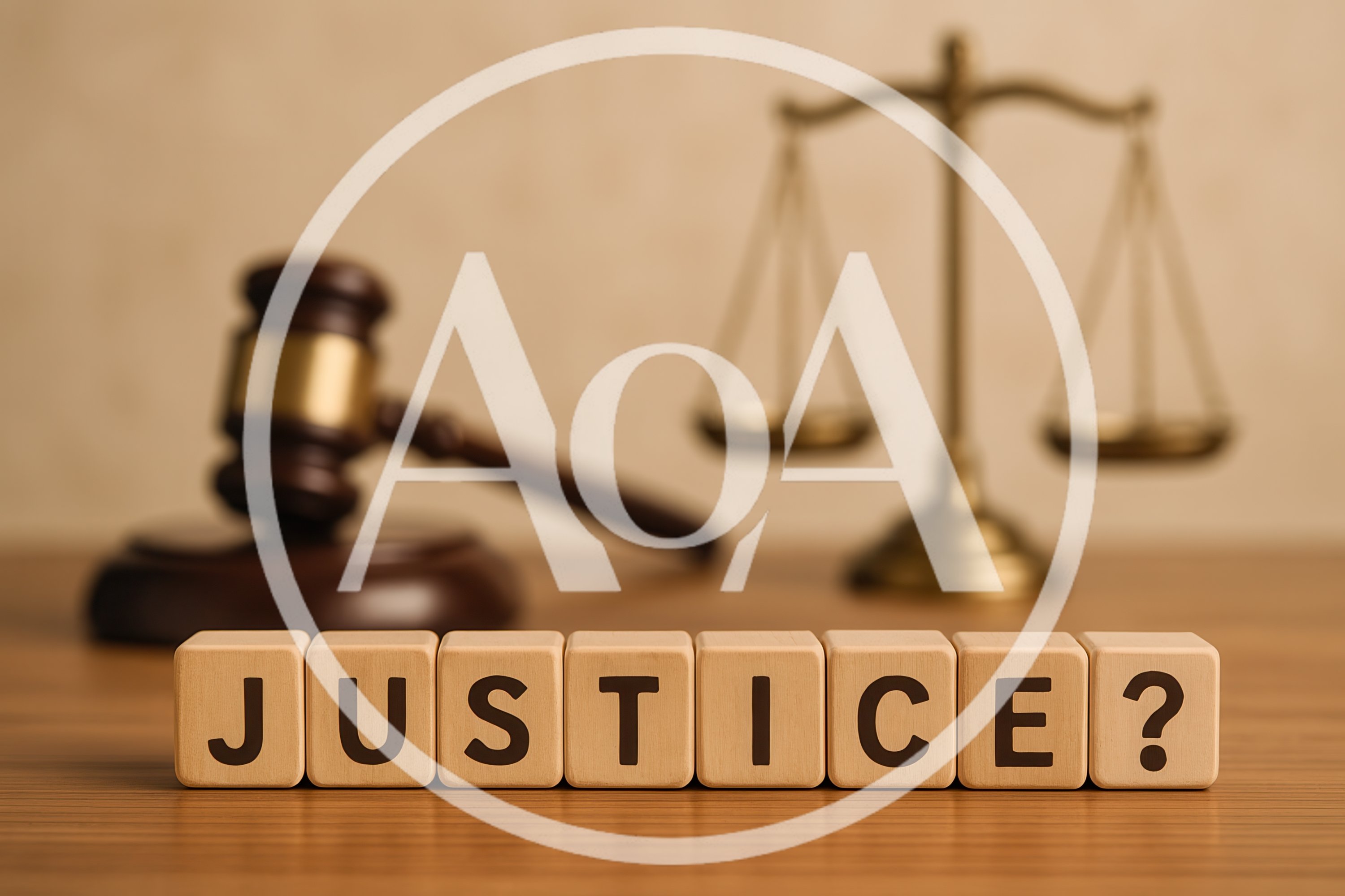 Wooden Blocks Spelling Justice With Gavel And Scales
