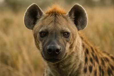 Close Up Portrait Of A Spotted Hyena