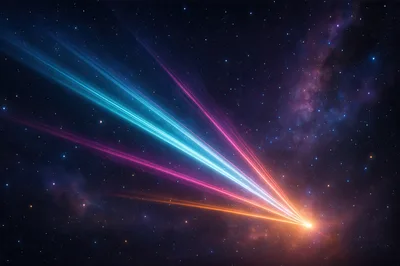 Abstract Cosmic Light Streaks In Deep Space