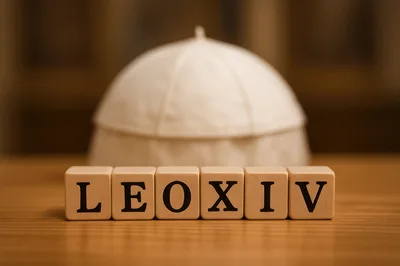 Wooden Blocks Spelling LEOXIV With A Papal Zucchetto
