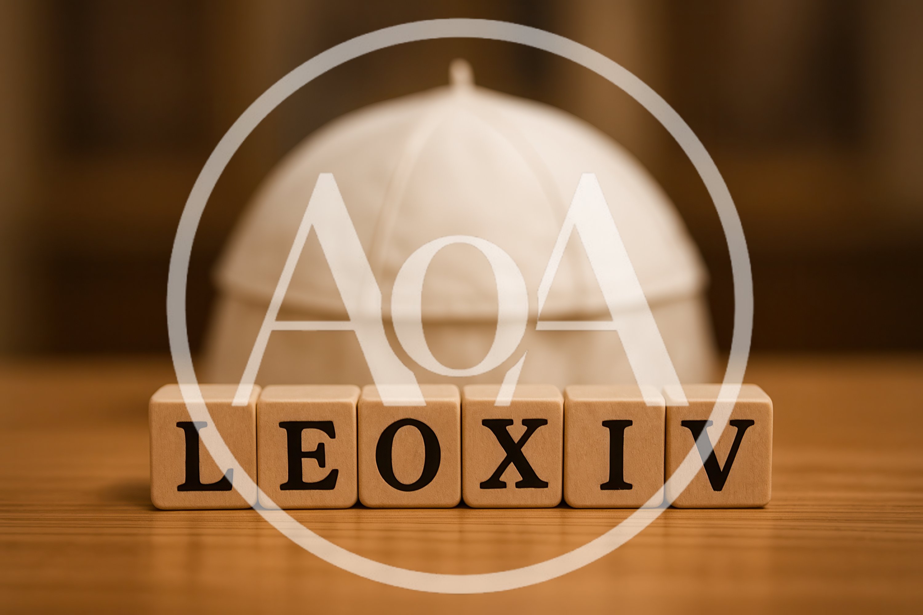 Wooden Blocks Spelling LEOXIV With A Papal Zucchetto