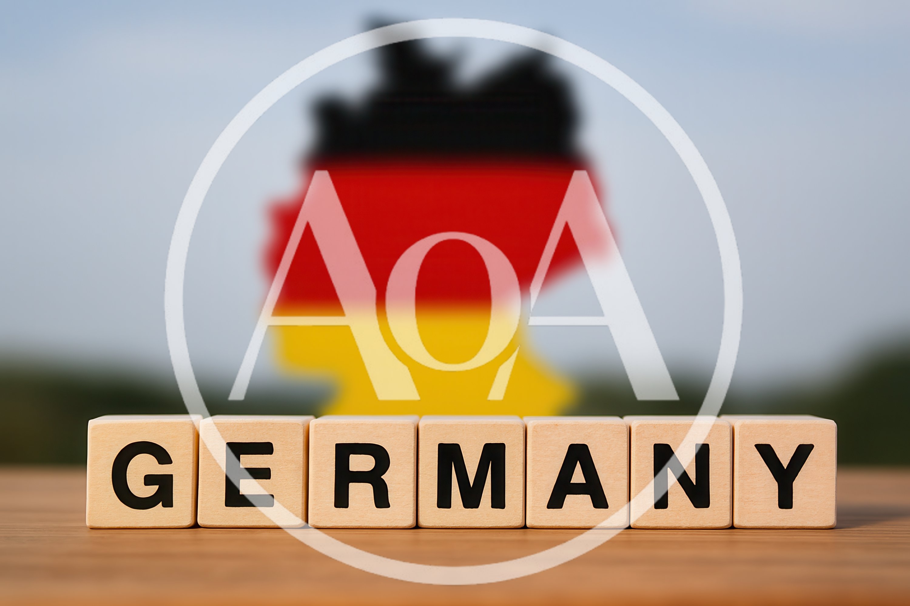 Wooden Blocks Spelling Germany With Map Background