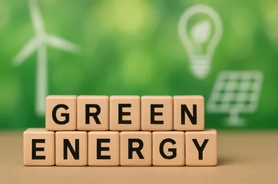 Wooden Blocks Spelling Green Energy Concept