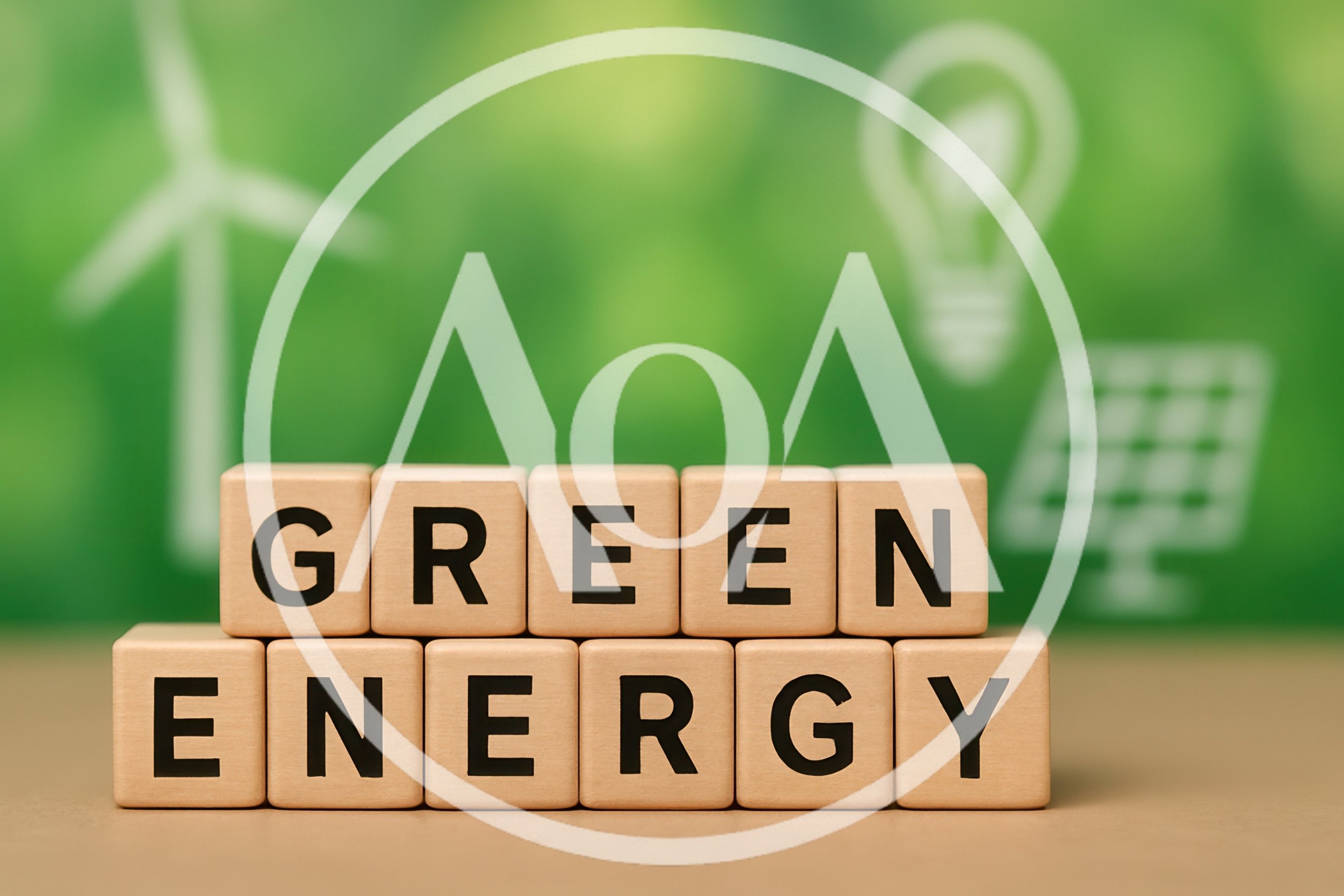 Wooden Blocks Spelling Green Energy Concept