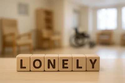 Wooden Blocks Spelling Lonely In A Care Facility