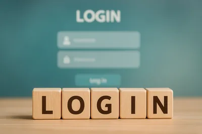 Wooden Blocks Spelling Login With Digital Interface Background