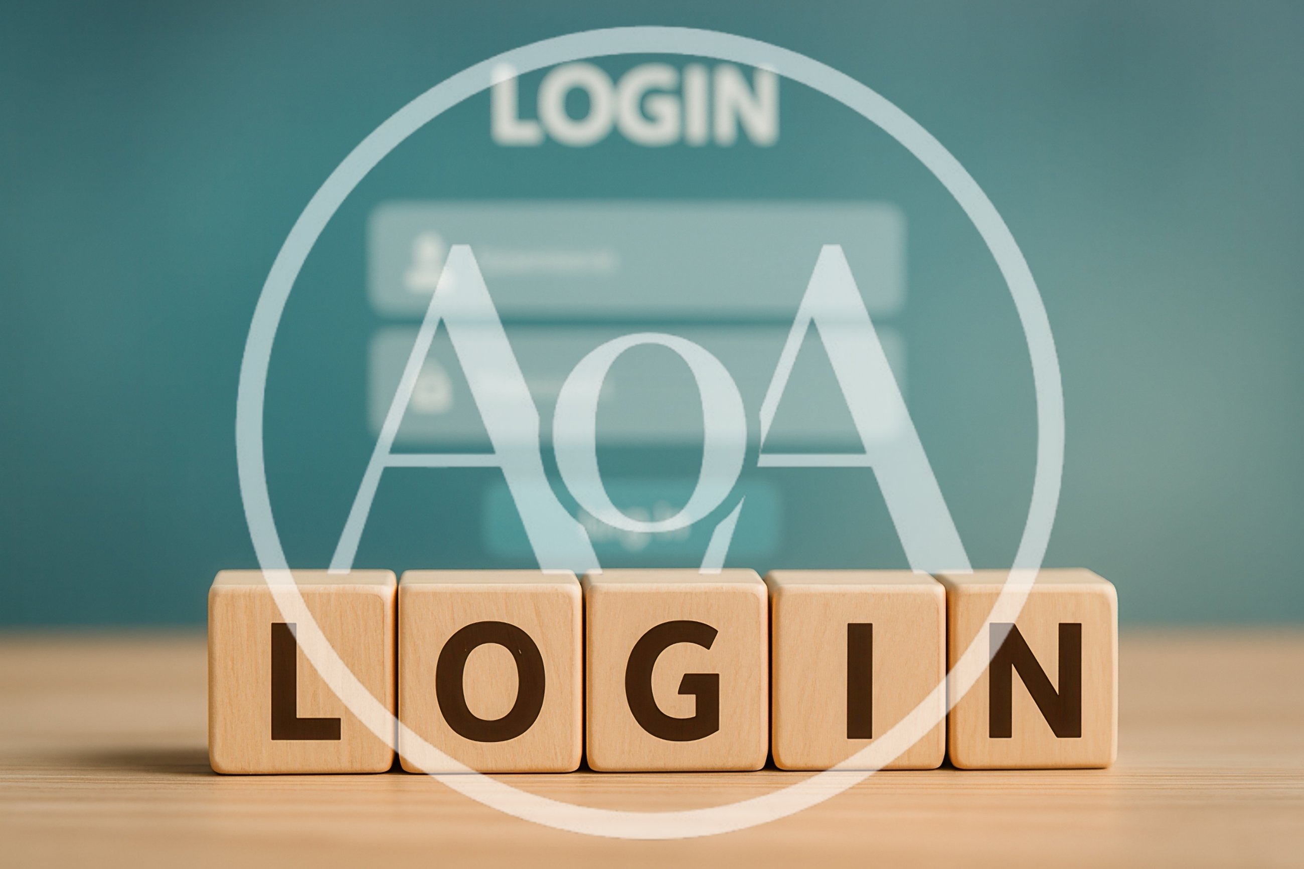 Wooden Blocks Spelling Login With Digital Interface Background