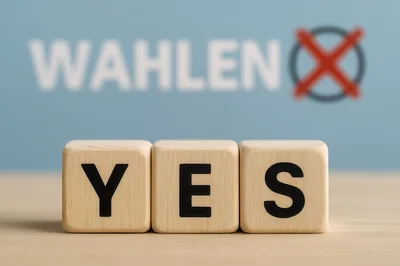 Wooden Blocks Spelling Yes With Election Concept Background