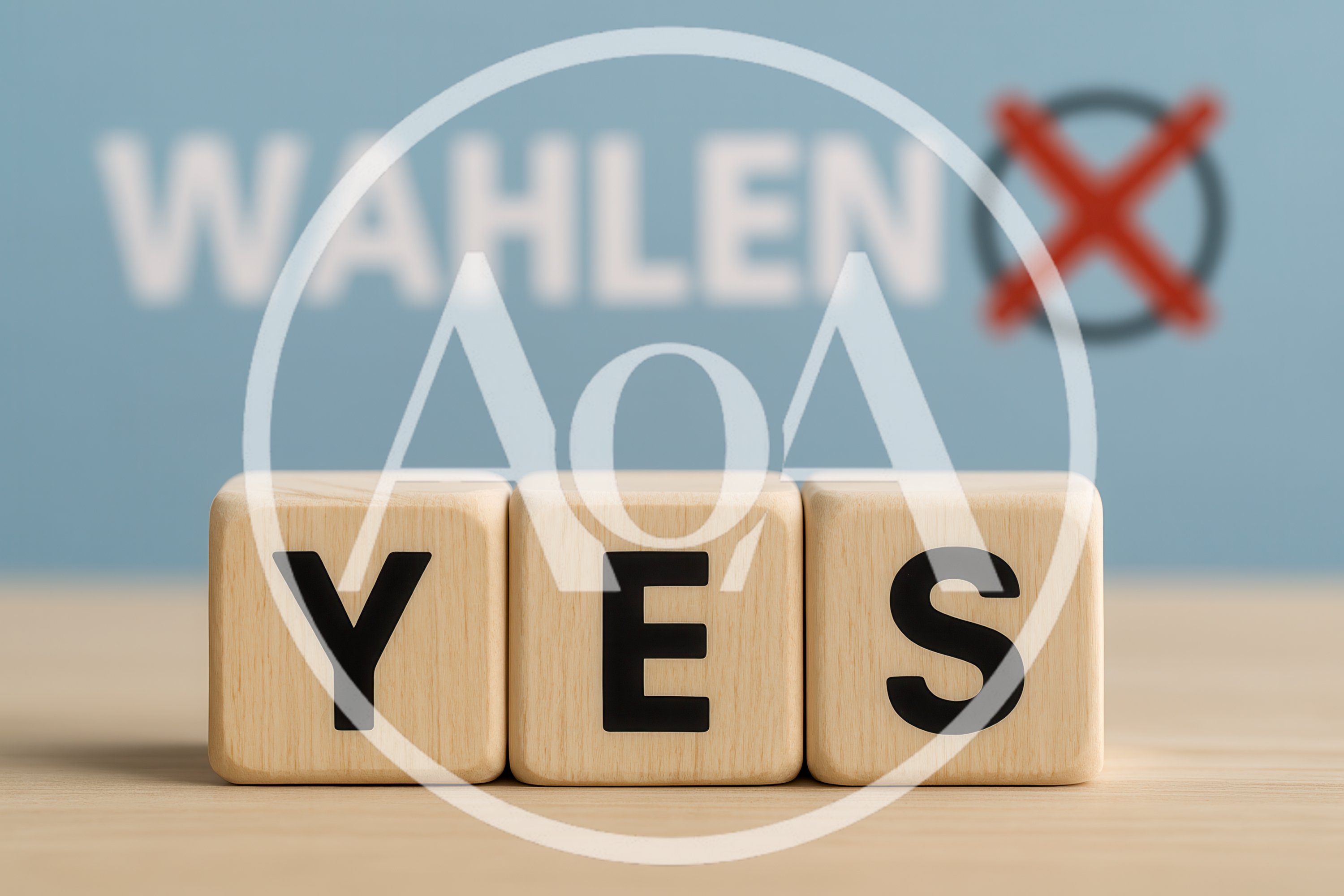 Wooden Blocks Spelling Yes With Election Concept Background