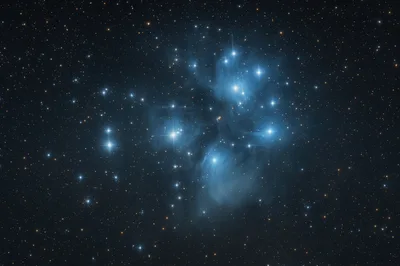 The Pleiades Star Cluster In Deep Space