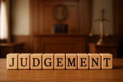 Wooden Blocks Spelling Judgement In A Courtroom