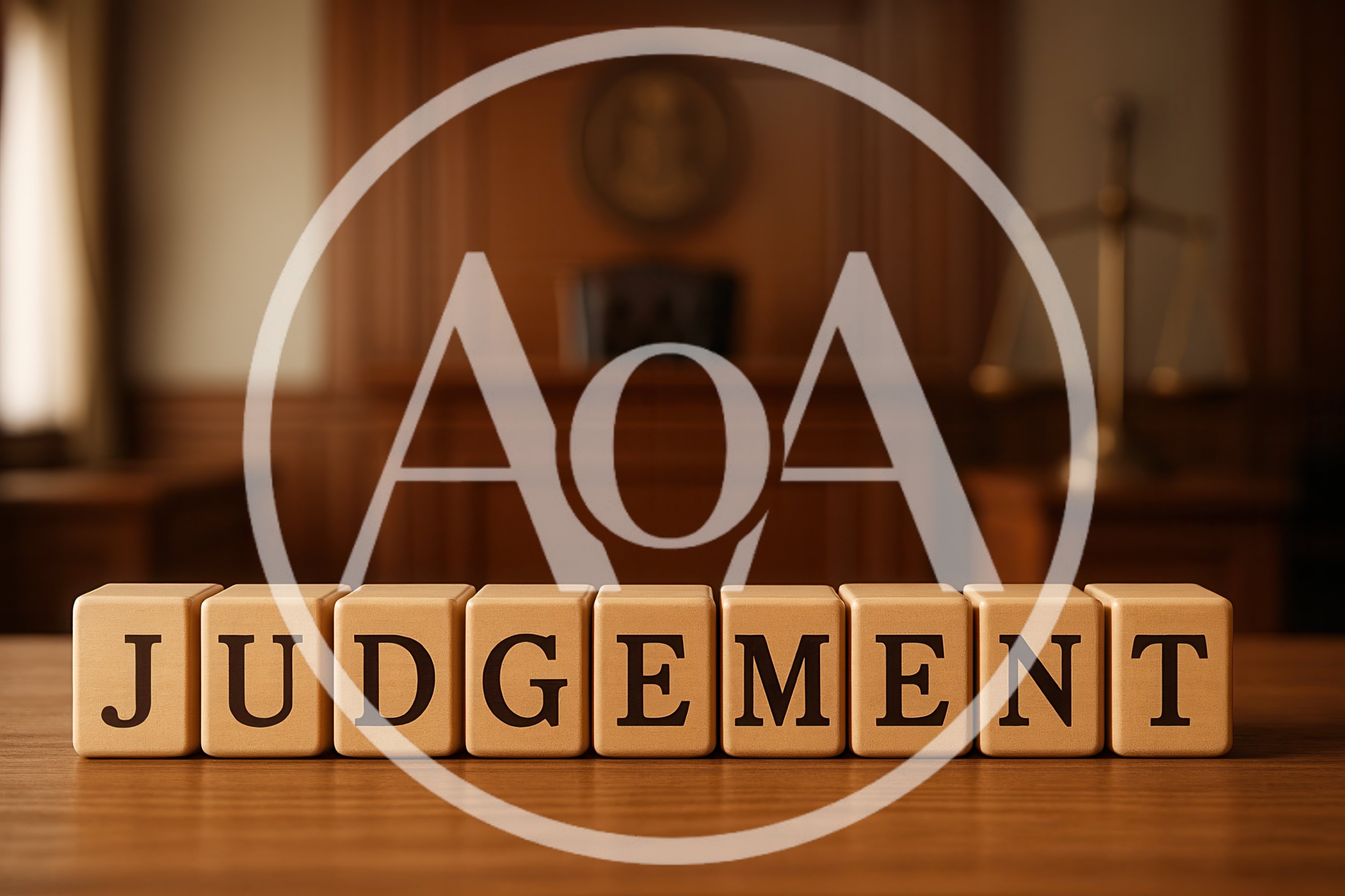 Wooden Blocks Spelling Judgement In A Courtroom