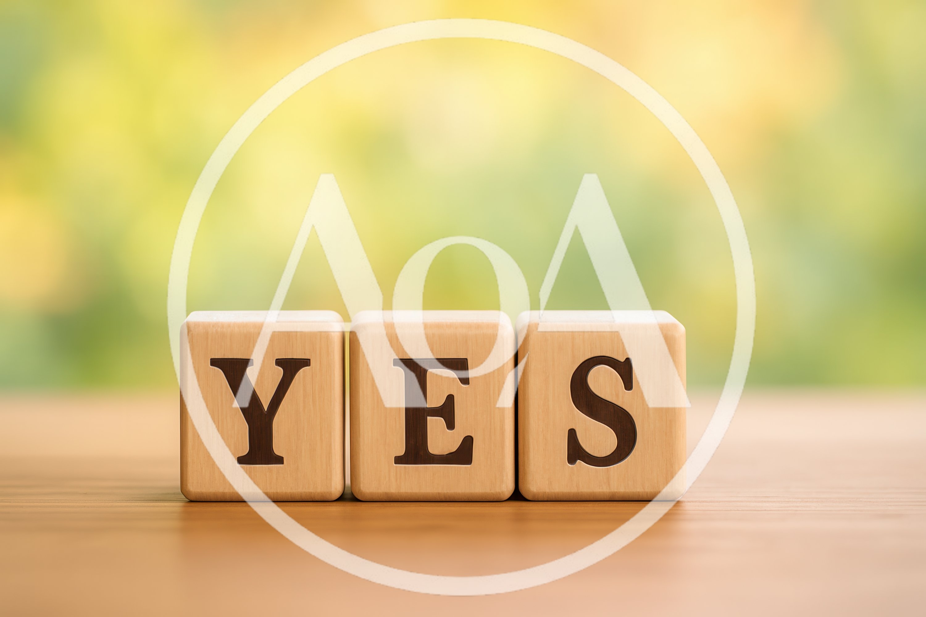 Wooden Blocks Spelling The Word Yes