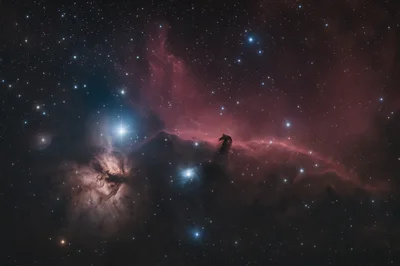 Horsehead Nebula and Flame Nebula in Deep Space