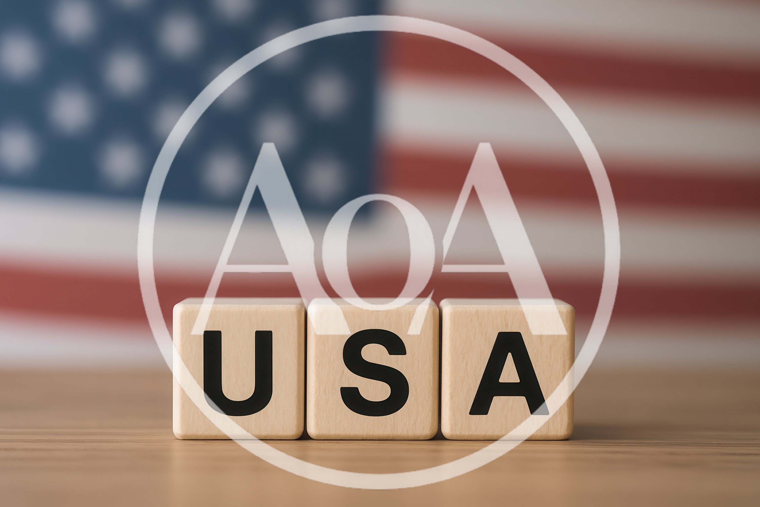 Wooden Blocks Spelling USA With American Flag Background