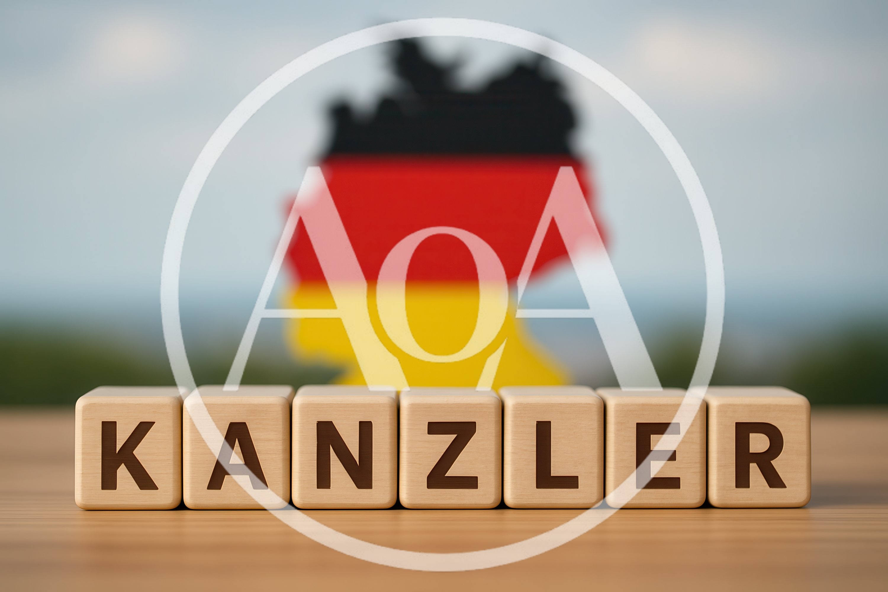 Wooden Blocks Spelling Kanzler With German Map Background