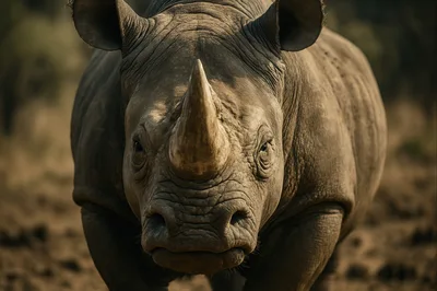 Close Up Portrait Of A Black Rhinoceros