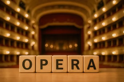 Wooden Blocks Spelling Opera In An Empty Theater